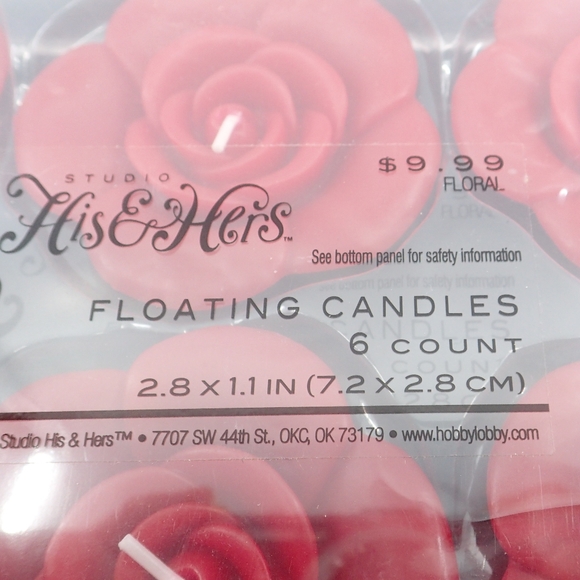 Studio His and Hers Rose Floating Candles 6 Count x2 - NIB - Picture 2 of 2